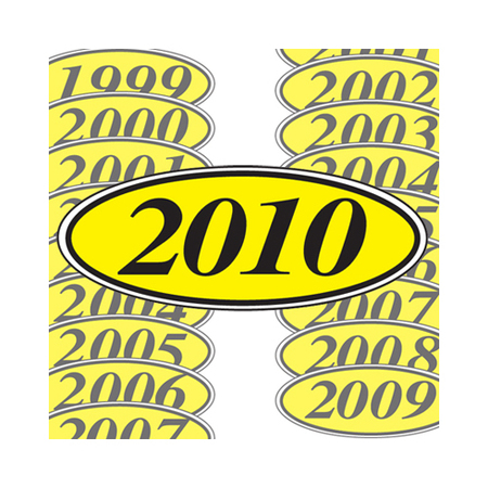 CAR DEALER DEPOT Yellow & Black Oval Year Model Signs: 2008 Pk 198-Y-08